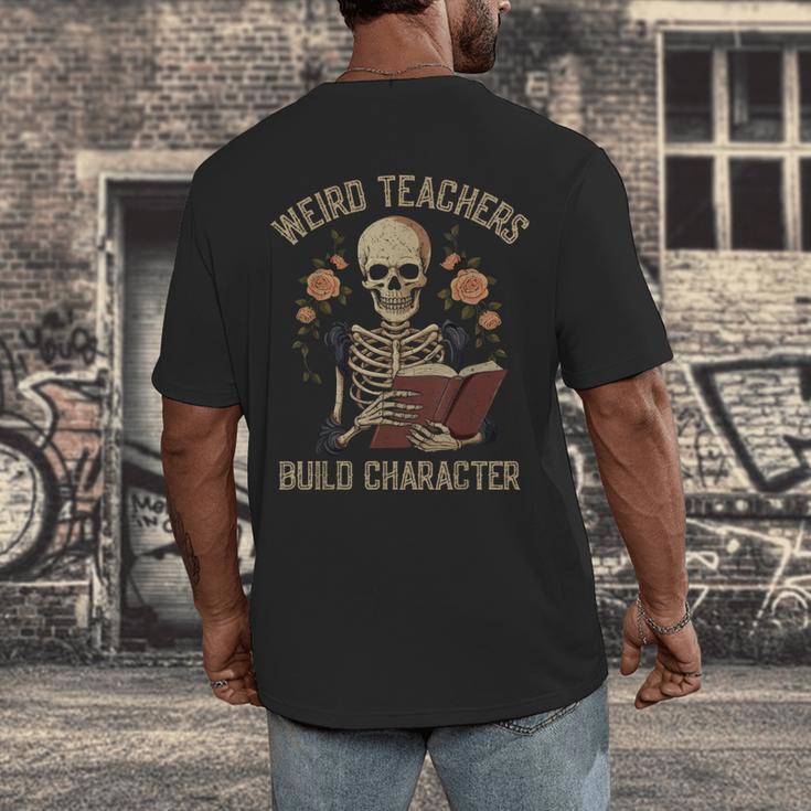 Weird Teachers Build Character Skeleton Book Halloween Women Men's Back Print T-Shirt, funny design Weird Teachers Build Character Skeleton Book Halloween Women Men's Back Print T-Shirt, funny design