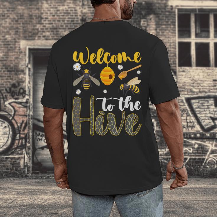 Welcome To The Hive Bee Teacher Back To School Men's Back Print T-Shirt, funny design Welcome To The Hive Bee Teacher Back To School Men's Back Print T-Shirt, funny design