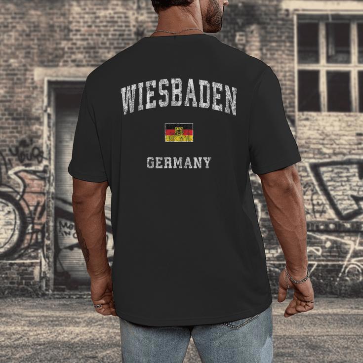 Wiesbaden Germany Vintage Athletic Sports Men's Back Print T-Shirt, funny design