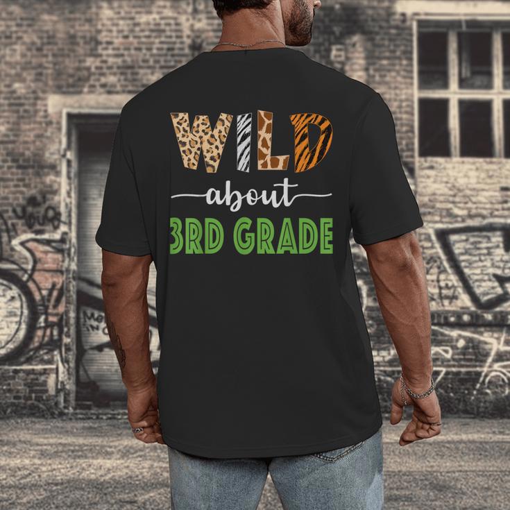 Wild About 3rd Grade Teacher Student Third Grade Zoo Safari Men Women Girls Kids Men's Back Print T-Shirt, funny design