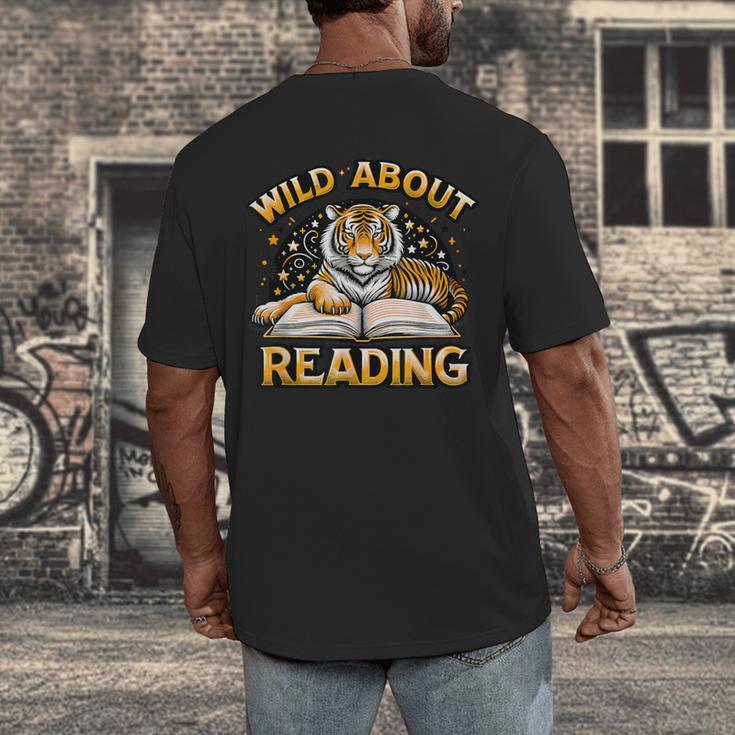 Wild About Reading Tiger For Teachers & Students Men's Back Print T-Shirt, funny design Wild About Reading Tiger For Teachers & Students Men's Back Print T-Shirt, funny design