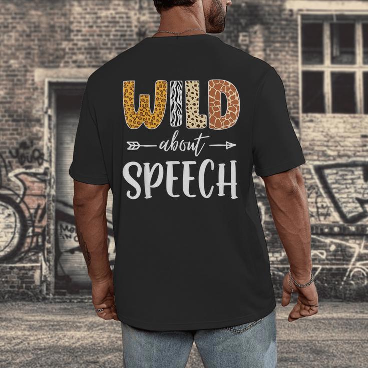 Wild About Speech SLP Leopard Teacher Back To School Kids Men's Back Print T-Shirt, funny design