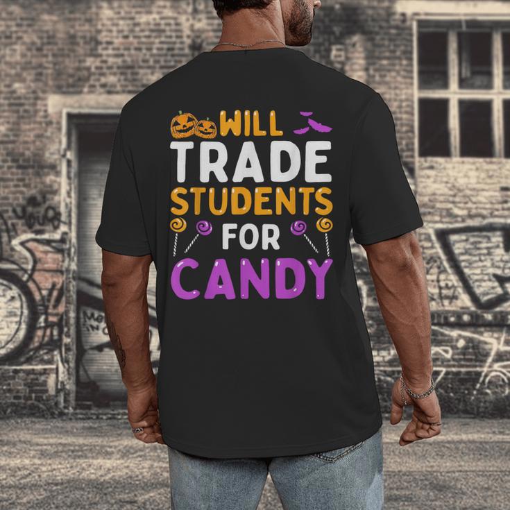 Will Trade Students For Candy Cute Halloween Costume Teacher For Men Women Kids Men's Back Print T-Shirt, funny design