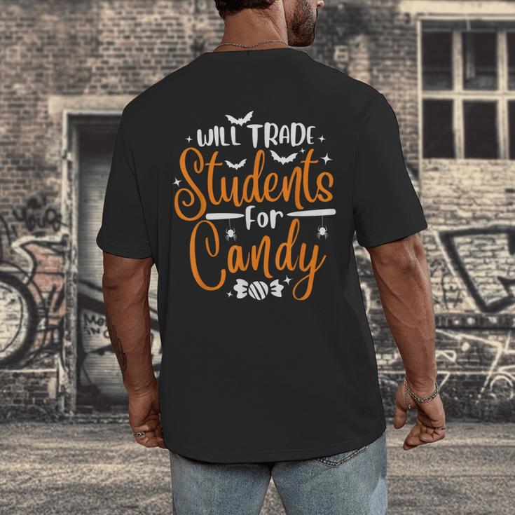 Will Trade Students For Candy Halloween Costume Teacher Men's Back Print T-Shirt, funny design