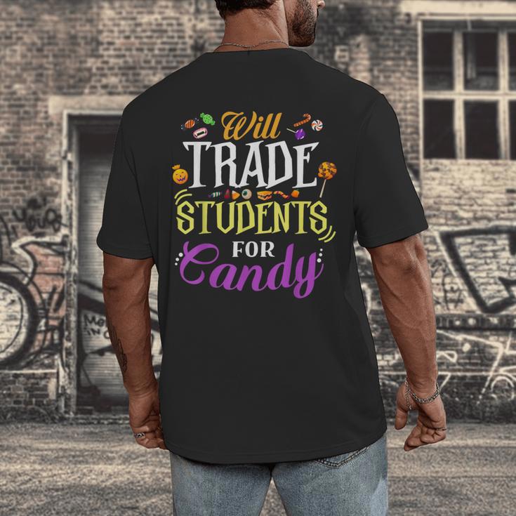 Will Trade Students For Candy Teacher Cute Halloween Costume Men's Back Print T-Shirt, funny design