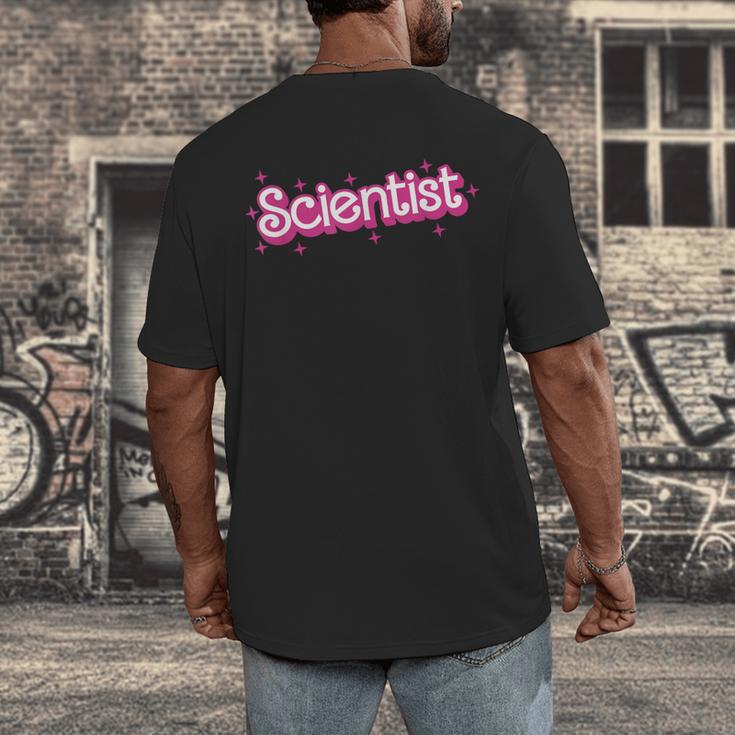 Women Retro Pink Scientist Science Teacher Back To School Men's Back Print T-Shirt, funny design Women Retro Pink Scientist Science Teacher Back To School Men's Back Print T-Shirt, funny design
