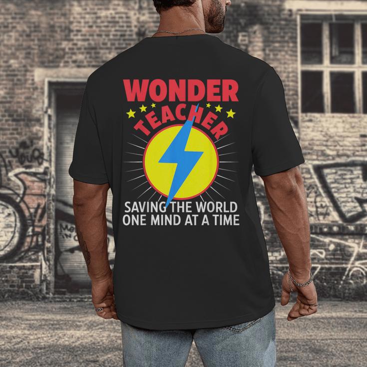 Wonder Teacher Costume Shirt Teacher Halloween Costume Men Women Men's Back Print T-Shirt, funny design
