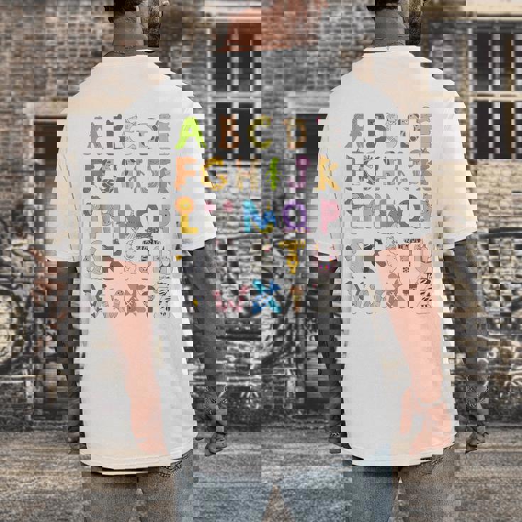 ABC Animals Alphabet Graphic Boys Girls Kindergarten Teacher Men&#x27;s Back Print T-Shirt, funny design