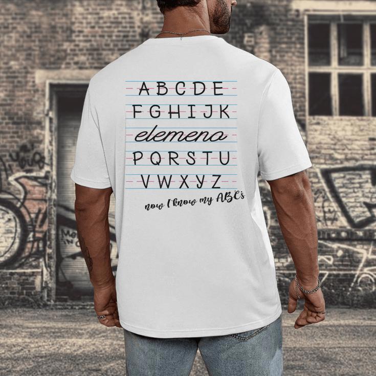 ABC Elemeno Shirt Alphabet Kindergarten Preschool Teacher Men's Back Print T-Shirt, funny design