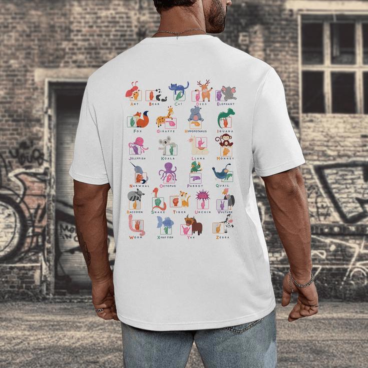 American Sign Language For Teachers ASL Alphabet Men's Back Print T-Shirt, funny design American Sign Language For Teachers ASL Alphabet Men's Back Print T-Shirt, funny design