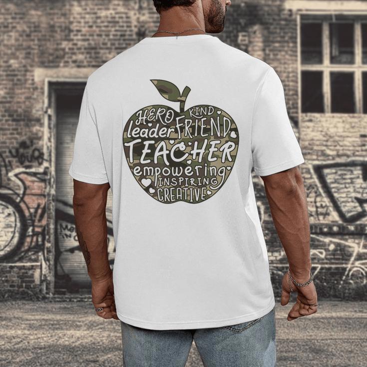 Apple Camoflauge Clothing Camo Student Teacher Cute School Men's Back Print T-Shirt, funny design
