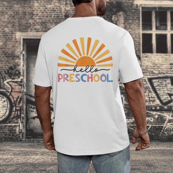 Back To School Hello Preschool For Kids Teacher Women Men's Back Print T-Shirt, funny design