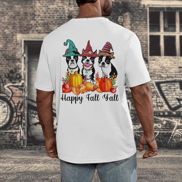 Boston Terrier Dog Lover Fall Ya'Ll Halloween Costume Men Women Men's Back Print T-Shirt, funny design