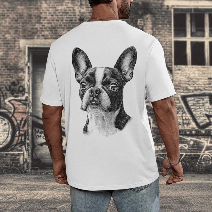 Boston Terrier Dog Motif Pet Illustration Boston Terrier For Men Women Kids Men's Back Print T-Shirt, funny design