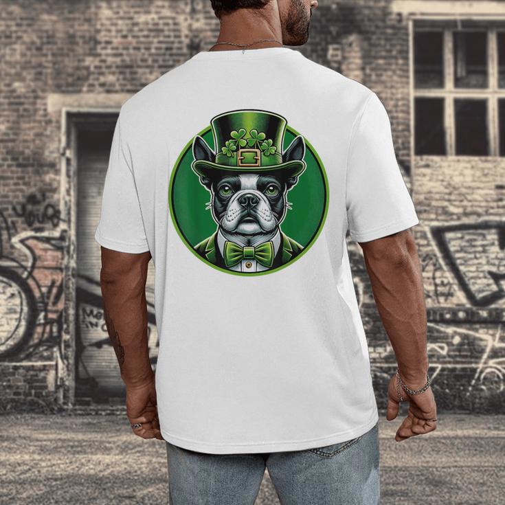 Boston Terrier Dog St Patricks Day Irish Pet Lover Men Women Kids Men's Back Print T-Shirt, funny design