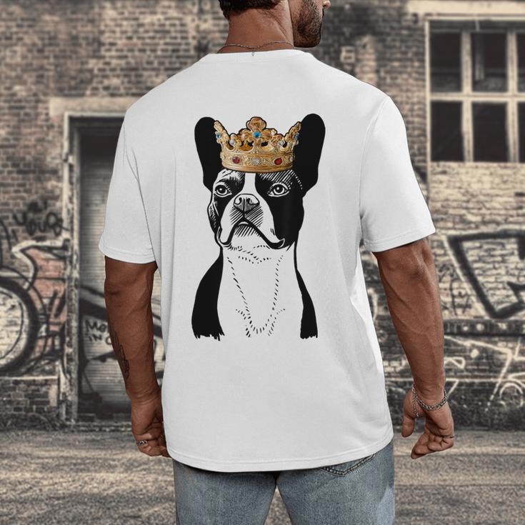 Boston Terrier Dog Wearing Crown For Men Women Girls Kids Men's Back Print T-Shirt, funny design