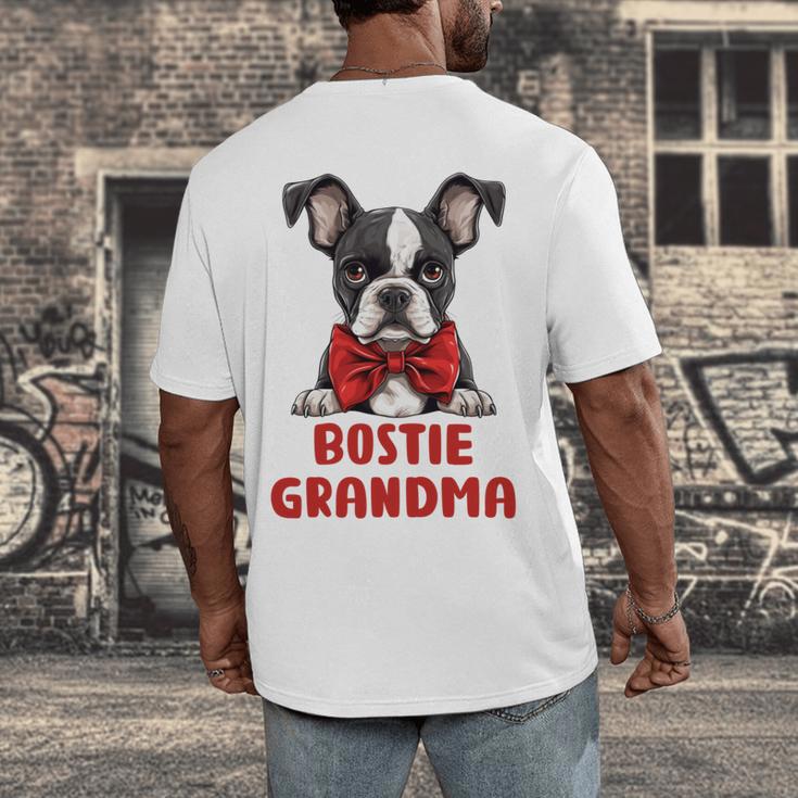 Boston Terrier Grandma Dog Lovers Puppy Bostie Owner Men's Back Print T-Shirt, funny design