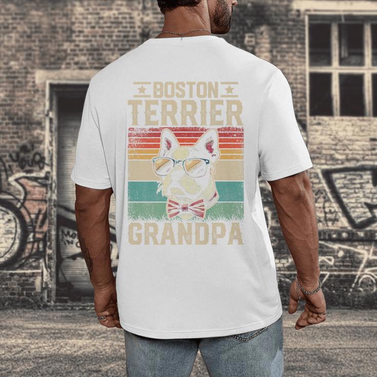 Boston Terrier Grandpa Dog Lover Father's Day Premium Men's Back Print T-Shirt, funny design