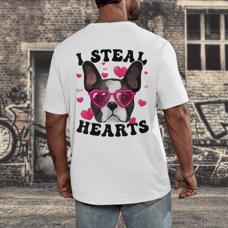 Boston Terrier Heart Glasses Girls Bostie Valentines Day Men's Back Print T-Shirt, funny design