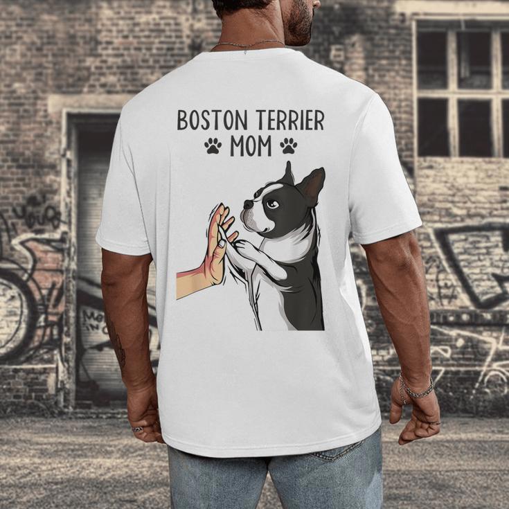 Boston Terrier Mom Dogs Mum Woman Men's Back Print T-Shirt, funny design
