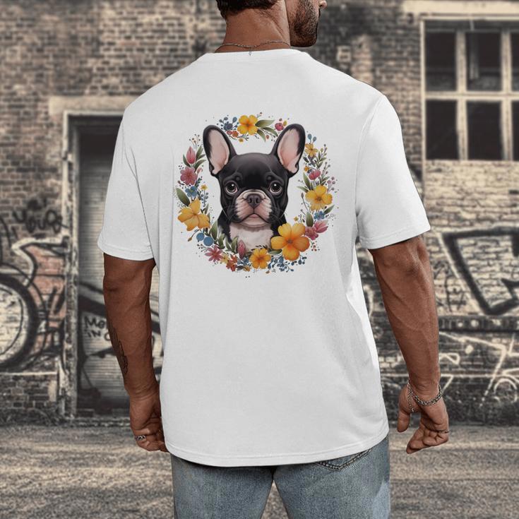 Boston Terrier Mom Floral Bostie Dog Lover Flowers Cute Men's Back Print T-Shirt, funny design