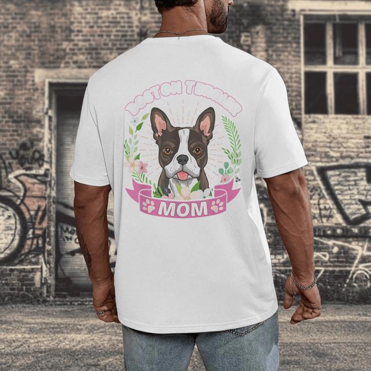 Boston Terrier Mom Mother's Day Men's Back Print T-Shirt, funny design