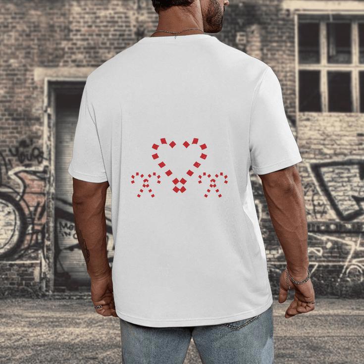 Christmas Candy Cane Work Of Heart Fourth 4th Grade Teacher Men's Back Print T-Shirt, funny design