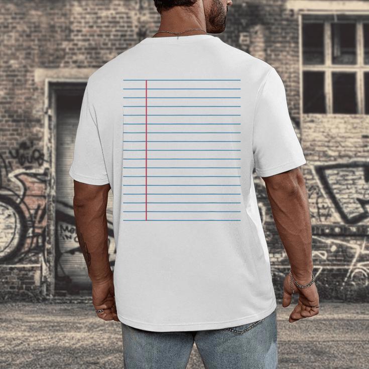 College Ruled Lined Paper Student Teacher Professor Costume Men's Back Print T-Shirt, funny design College Ruled Lined Paper Student Teacher Professor Costume Men's Back Print T-Shirt, funny design