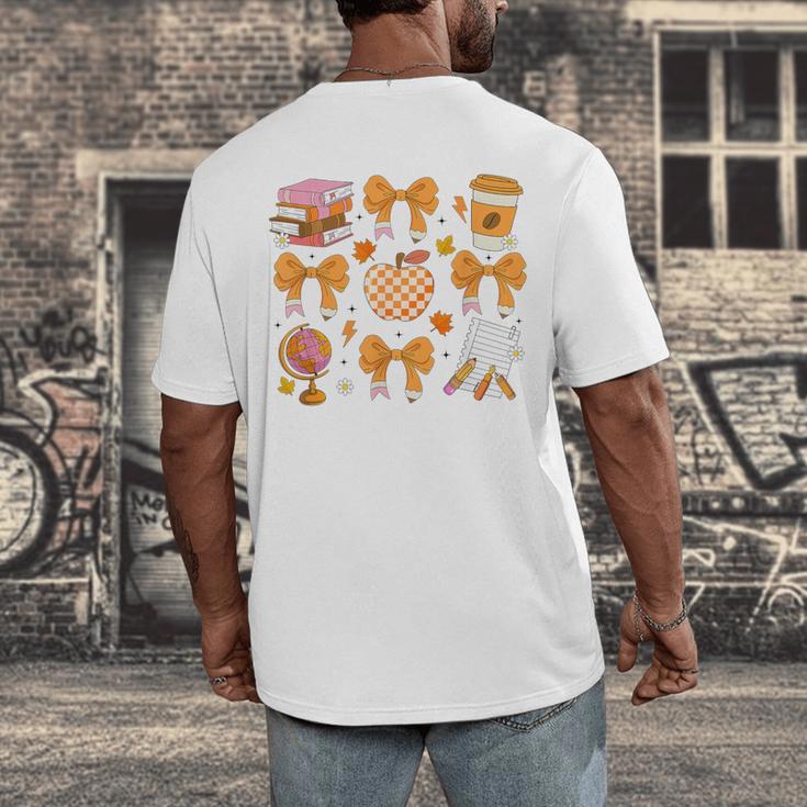 Coquette Bow Teacher Thanksgiving Fall Autumn Girls Women Men's Back Print T-Shirt, funny design Coquette Bow Teacher Thanksgiving Fall Autumn Girls Women Men's Back Print T-Shirt, funny design