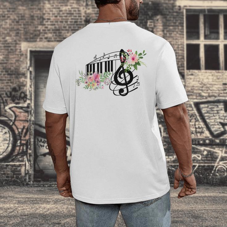 Cut Music Teacher Shirt With a Piano Keys Notes And Flowers Men's Back Print T-Shirt, funny design Cut Music Teacher Shirt With a Piano Keys Notes And Flowers Men's Back Print T-Shirt, funny design
