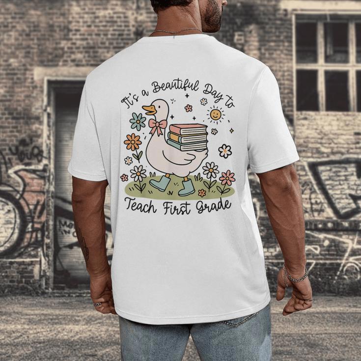 Cute Goose It's A Beautiful Day To Teach 1st Grade Teacher Men's Back Print T-Shirt, funny design Cute Goose It's A Beautiful Day To Teach 1st Grade Teacher Men's Back Print T-Shirt, funny design