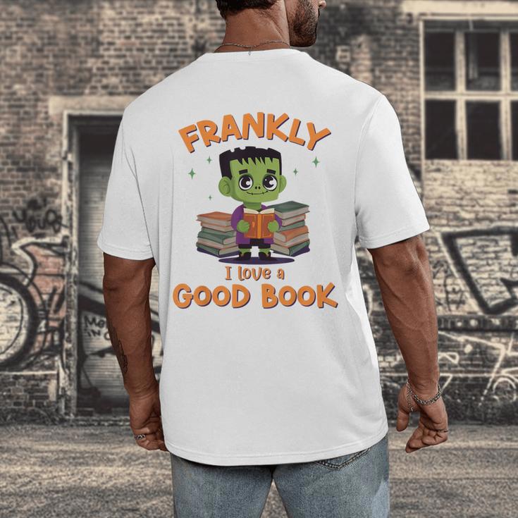 Cute Halloween Teacher Librarian Frankenstein Reading Books Men's Back Print T-Shirt, funny design Cute Halloween Teacher Librarian Frankenstein Reading Books Men's Back Print T-Shirt, funny design