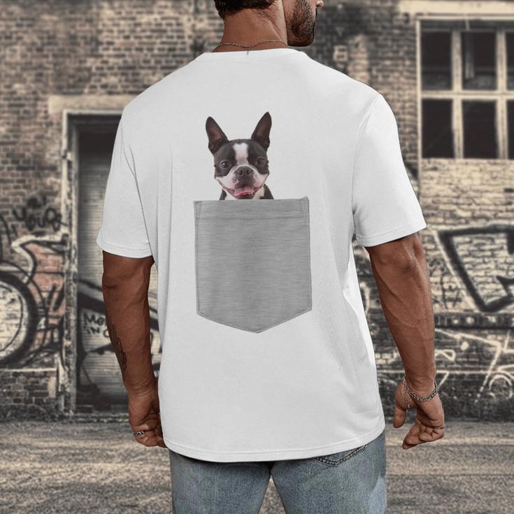 Dog In Your Pocket Boston Terrier For Men Women Girls Kids Men's Back Print T-Shirt, funny design