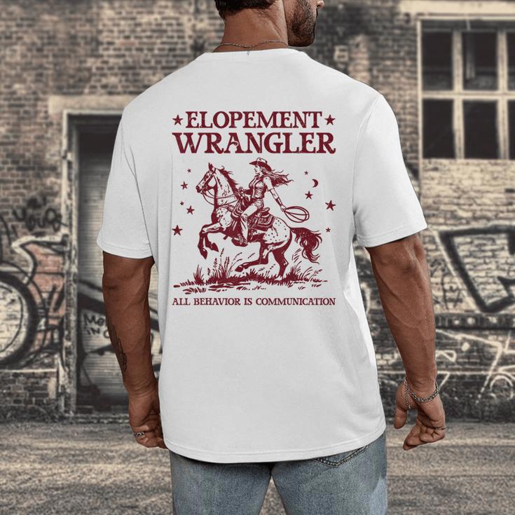 Elopement Wrangler Teacher ABA Behavior Support Cowboy Men's Back Print T-Shirt, funny design Elopement Wrangler Teacher ABA Behavior Support Cowboy Men's Back Print T-Shirt, funny design