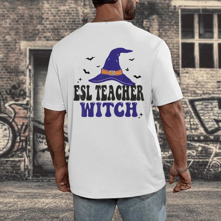 ESL Teacher Witch Halloween Matching Group Costume Men's Back Print T-Shirt, funny design ESL Teacher Witch Halloween Matching Group Costume Men's Back Print T-Shirt, funny design