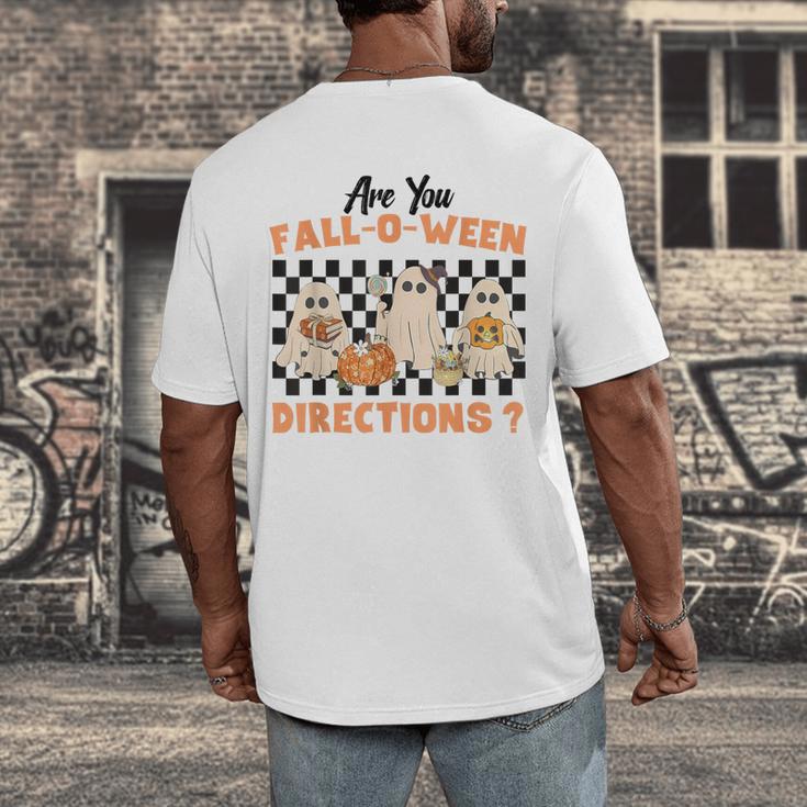 Are You Fall-O-Ween Directions Halloween Ghost Fall Teacher Men's Back Print T-Shirt, funny design Are You Fall-O-Ween Directions Halloween Ghost Fall Teacher Men's Back Print T-Shirt, funny design