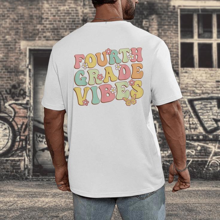 Fourth Grade Vibes Hello Team 4th Grade Teacher Kids Retro Men's Back Print T-Shirt, funny design