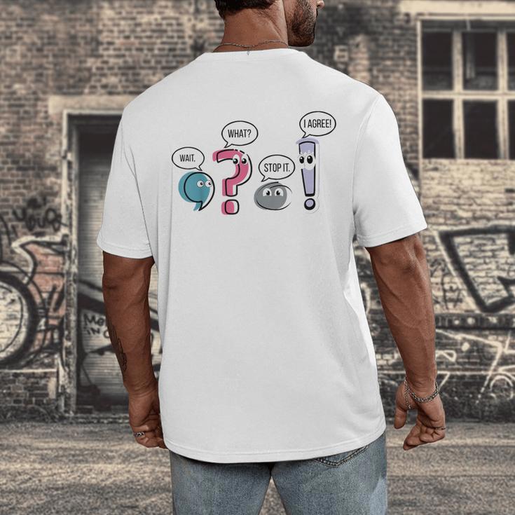 Grammar Teacher Punctuation English First Day Back To School Men's Back Print T-Shirt, funny design Grammar Teacher Punctuation English First Day Back To School Men's Back Print T-Shirt, funny design