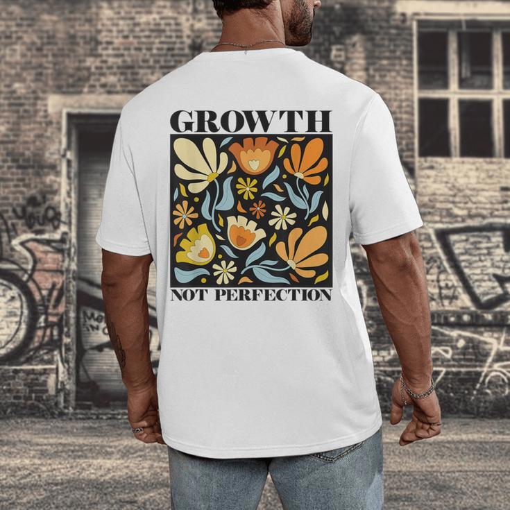 Growth Not Perfection Abstract Florals SPED Teacher Men's Back Print T-Shirt, funny design