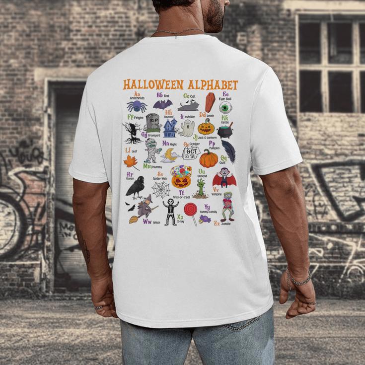 Halloween Alphabet ABCs Learning Kindergarten Teacher Men's Back Print T-Shirt, funny design Halloween Alphabet ABCs Learning Kindergarten Teacher Men's Back Print T-Shirt, funny design