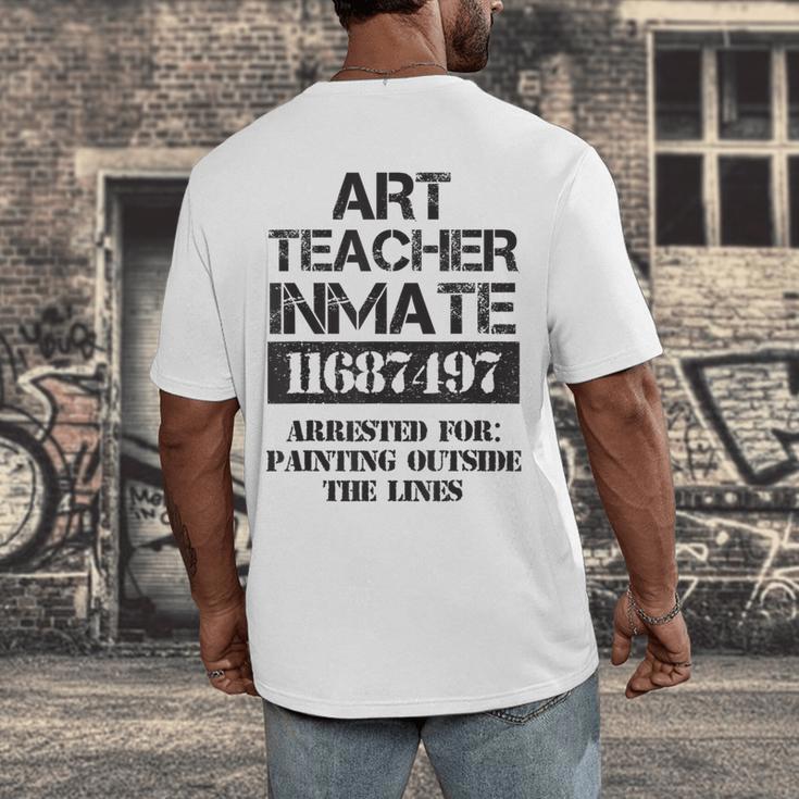Halloween Art Teacher Prisoner Costume Men's Back Print T-Shirt, funny design
