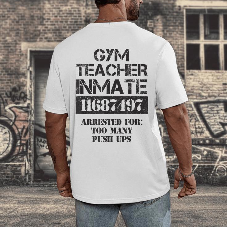 Halloween Gym Teacher Prisoner Costume Men's Back Print T-Shirt, funny design