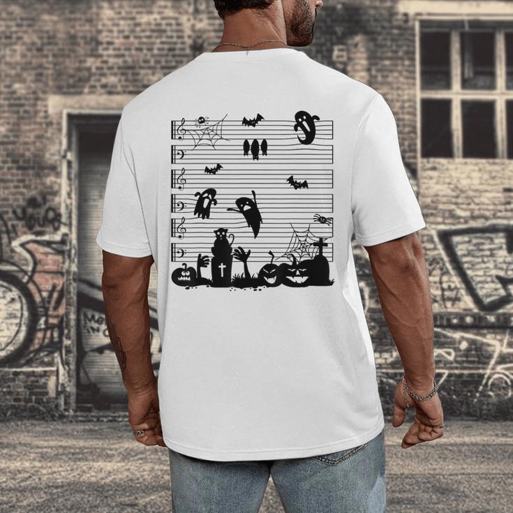 Halloween Music Note Clefs Spooky Ghost For Music Teacher Men's Back Print T-Shirt, funny design Halloween Music Note Clefs Spooky Ghost For Music Teacher Men's Back Print T-Shirt, funny design