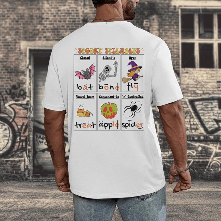 Halloween Reading Spooky Syllables Teacher Vintage Men's Back Print T-Shirt, funny design Halloween Reading Spooky Syllables Teacher Vintage Men's Back Print T-Shirt, funny design