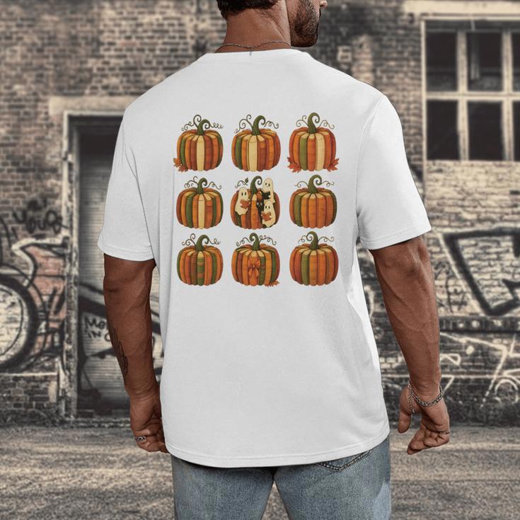 Halloween Teacher Fall Book Pumpkin Retro Reading Men's Back Print T-Shirt, funny design Halloween Teacher Fall Book Pumpkin Retro Reading Men's Back Print T-Shirt, funny design