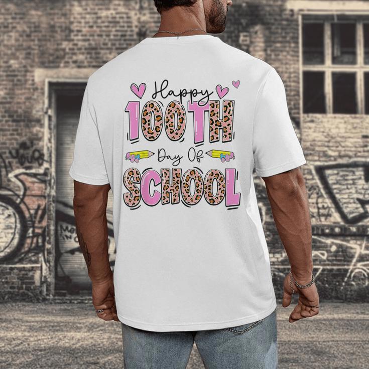 Happy 100th Day Of School Leopard Print Teacher Student Kids Men's Back Print T-Shirt, funny design