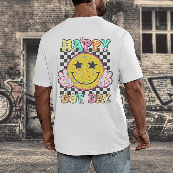Happy Dot Day Hippie Flowers Smile Face Groovy Teacher Kids Men's Back Print T-Shirt, funny design
