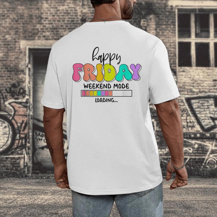 Happy Friyay Teacher School Friday Weekend Vibes Men's Back Print T-Shirt, funny design Happy Friyay Teacher School Friday Weekend Vibes Men's Back Print T-Shirt, funny design