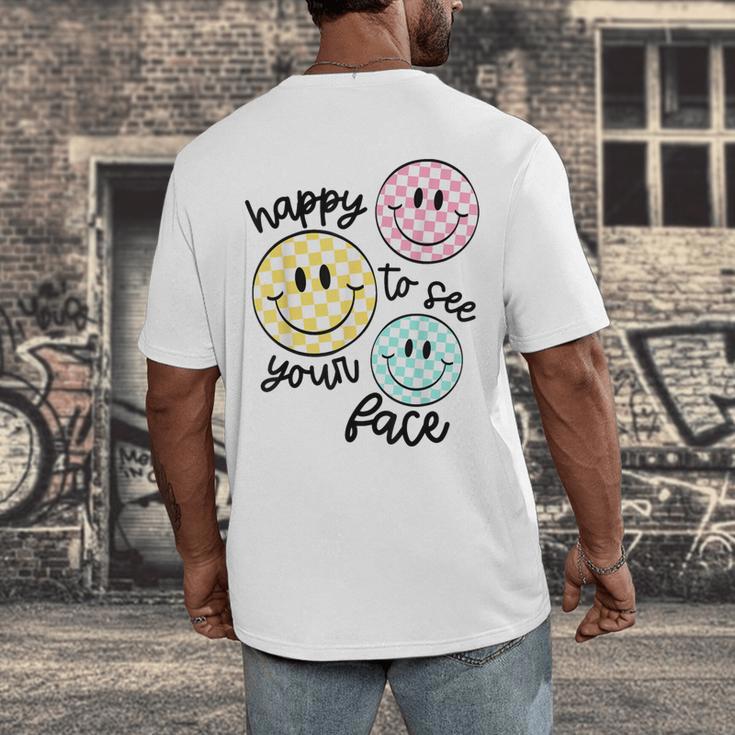 Happy To See Your Face Smile Face Teacher Back To School Men's Back Print T-Shirt, funny design Happy To See Your Face Smile Face Teacher Back To School Men's Back Print T-Shirt, funny design