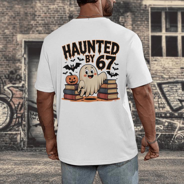 Haunted By 67 Teacher Ghost Pumpkin Halloween Costum Men's Back Print T-Shirt, funny design Haunted By 67 Teacher Ghost Pumpkin Halloween Costum Men's Back Print T-Shirt, funny design